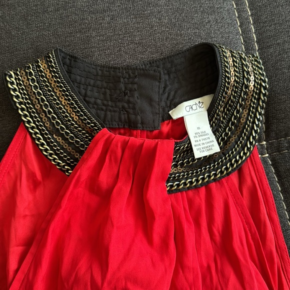 Cache Beaded Cowl Neck Top in Red XS - Picture 2 of 4